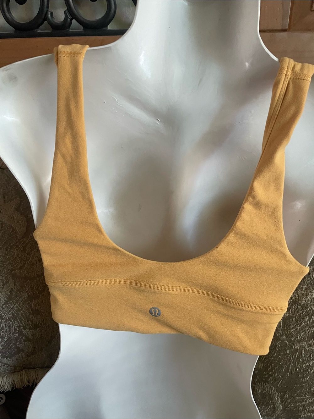 lululemon athletica V‑Neck Sports Bra in Mustard Yellow - Picture 4 of 10